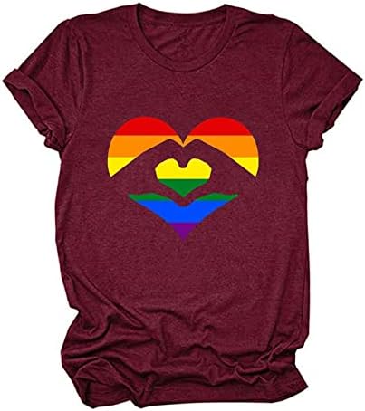 Grunch Top za djevojke Jesen Ljeto Kratki rukav Crk Crt Rainbow Heart Graphic Bluuses T košulje Ženske odjeće Ko