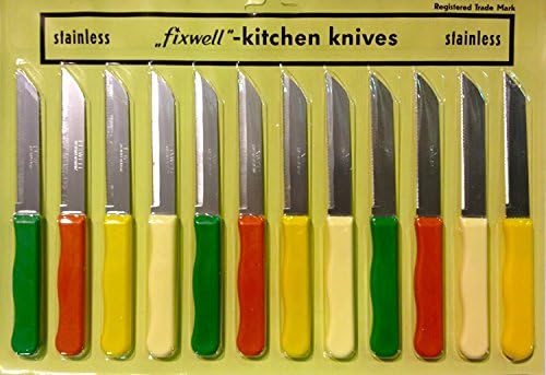 Višenamjenski noževi od nerđajućeg čelika Fixwell, 12 kom, crveno zeleni