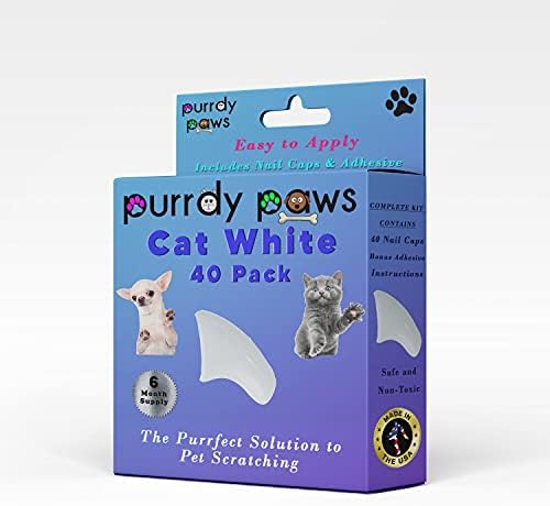 Purrdy Paws 6 Month Supply meke kape za nokte za mačke bijele velike-Extra ljepila
