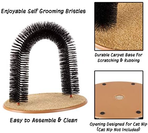 Petmaker Self Grooming Cat Arch - Bristle Ring brush and Carpet Base Groomer, masažer, grebalica za kontrolu osipanja, zdravog krzna i kandži