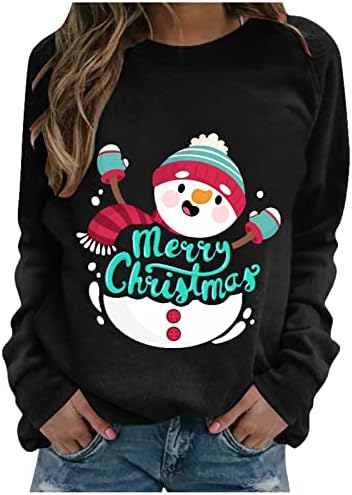 Božićni vrhovi grafički duks labavi ženski kauzalni duksevi dugi rukav pulover Xmas Crewneck dukserica
