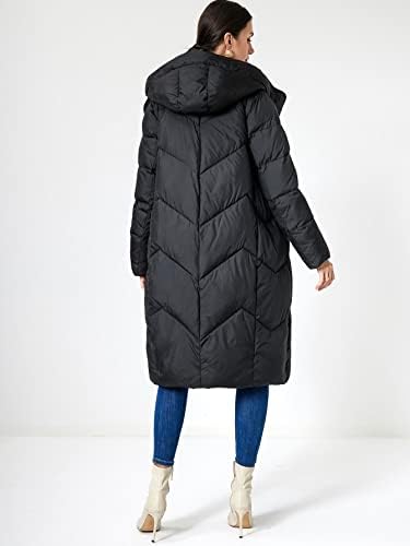 Edwol ženski kaput jakna toplo udoban nagib džep dvostruki grudi na kapuljaču na kapuljaču moda šarmantna