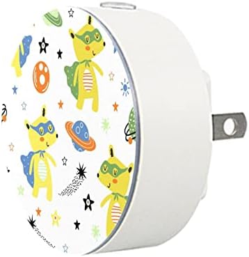 2 paketa Plug-in Nightlight LED noćno svjetlo sa senzorom sumraka do zore za dječiju sobu, rasadnik, kuhinju, hodnik crtani svemirski brod maska medvjeda Raincoat Planet