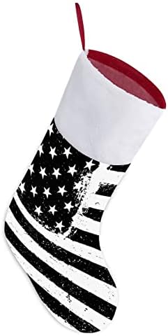Black American Flog Božićne čarape za čarape sa plišanim kaminom visi za Xmas Tree Decor Decor