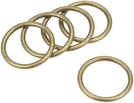 Uxcell o prsten kopča 25mm ID 3mm Debljina cinka Legura O-prstenovi za hardverske torbe za zanat Britavi, brončani ton 5pcs