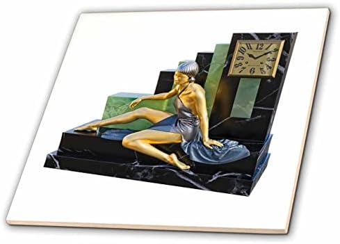 3drose statueta Art Deco na bazi crnog rock sata-Tiles