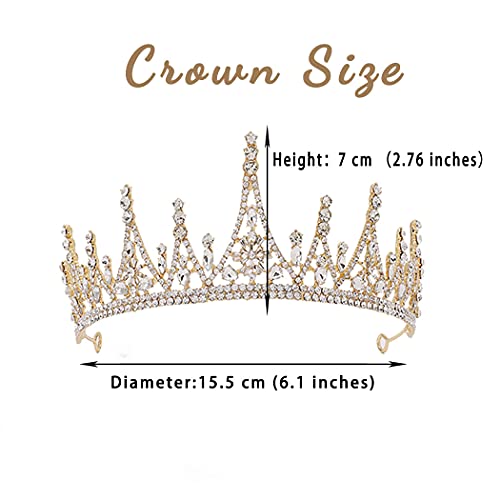 Kilshye Gold Queen Crown vještački dijamant barokne krune Vintage Crystal Tiara Wedding Bridal Tiaras