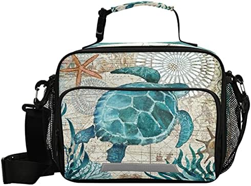 Mnsruu Studentska torba za ručak okean morska kornjača izolovana torba za ručak piknik kutija za ručak sa podesivom naramenicom za odrasle tinejdžere