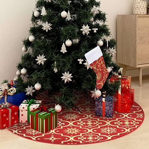 Vidaxl luksuzna suknja za božićnu drvcu sa čaratnom crvenom 48 tkaninu