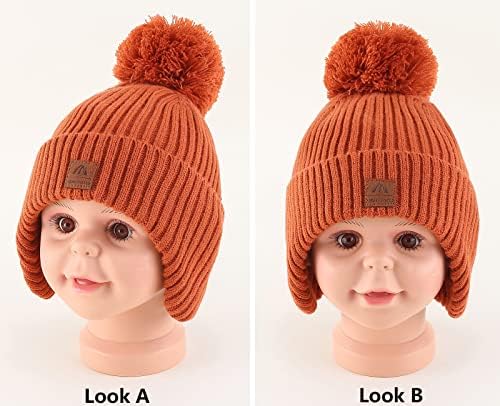 TMTYH Baby Winter Hat za dječake i djevojke Fleece obložena beba Beanie s pom pom topli uho zaklopke novorođenčad