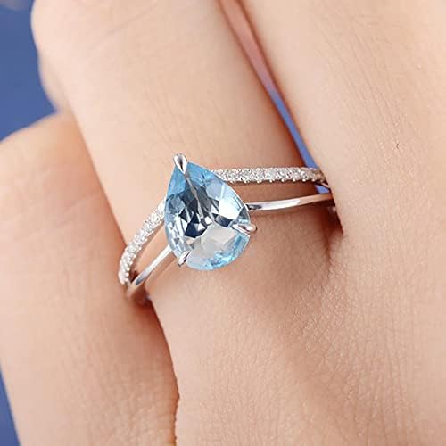 Prstenovi prstiju za žene Izvrsni dijamantni prsten Elegantni rhinestone Promise Ring nakit modni plavi cirkonski prstenovi za žene slaganje prstenova