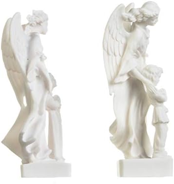 Set čuvara anđela s dječakom djevojkom figurine alabaster statua ručno izrađen 8,4 inča