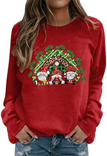 Bluze za žene Moda 222 Božićni Dugi rukav grafički spoj udobni džemper vrhovi Trendy Loose Fit