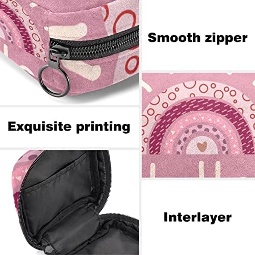 Oryuekan sanitarne torba za spremanje salveta, prijenosne torba za patent pauza za patent palica za ponovno zakrbnu upotrebu, tampon za skladištenje za žene djevojke, duge doodle Art Pink Donut