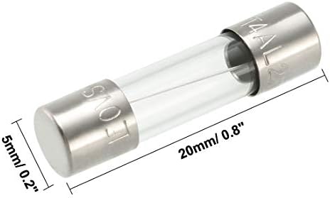 UXCELL SLOW pušenje staklena uložak osigurača cijevi cijev od kašnjenja u cijevima 5mm x 20mm 250V 4A 20pcs