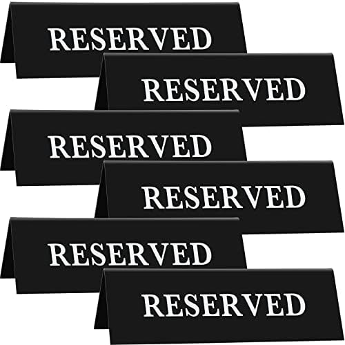 6 komada Plastic Reserved Table Sign Tabela šator vjenčani znak GOST rezervacija stola Seat znak za restoran vjenčane stolice, Crna