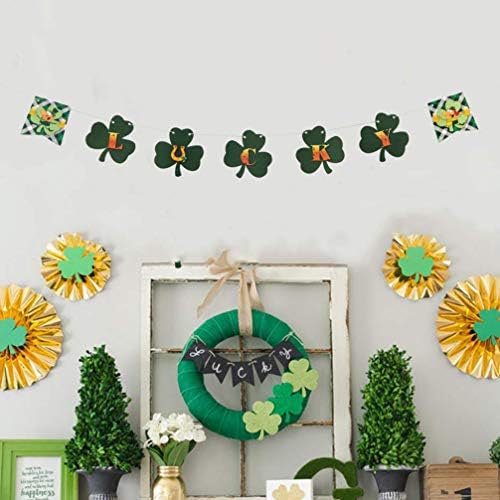 AMOSFUN ST PATRICKS DAN BANNER PAPIR FAN Postavite zelene shamrockes Viseće sretne irske dekoracije za zabavu Ornament