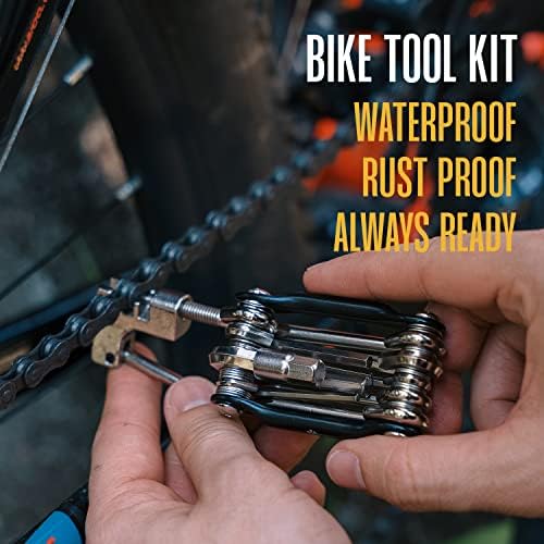Bike Multitool-Komplet alata za bicikle -12 u 1 lagani Multi alat za bicikle od nerđajućeg čelika - sigurnosno zaključavanje, oprema za preživljavanje sa šesterokutnim ključem, odvijač, alat za sečenje lanca kompanije Hayvenhurst