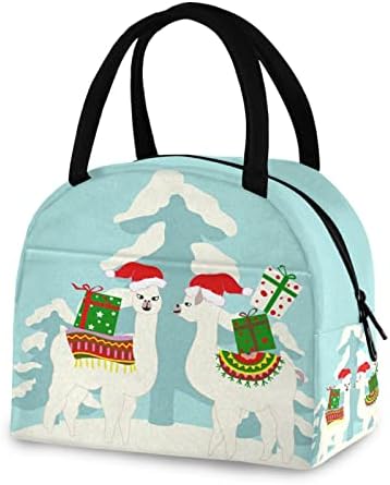 ALAZA Božićni odmor sa slatkim lamama torba za ručak tote izolovane hladnjače torbe za višekratnu