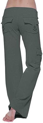 USECee ženske široke noge teretni hlače za vježbanje sa džepovima Hlače visokog struka Gym Grey Gumb