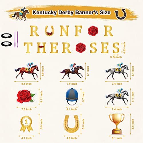 Kentucky Derby potrepštine, Kentucky Derby Banner dekoracije, papir Jockey Rose RUN za ruže Garland Banner