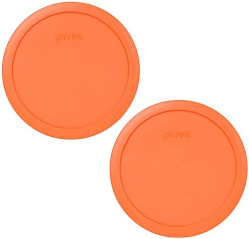 Pyrex 7402-PC 6/7 Kup narandžasti okrugli plastični poklopac za čuvanje hrane - 2 Pakovanje proizvedeno