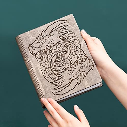 SMONEX Dungeons and Dragons Blank Notebook-prazna mreža & obloženi Časopis za bilješke o igrama, praćenje, crtanje i još mnogo toga - DND Accessories Essentials Kit-Dragon graviranje