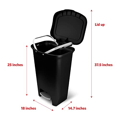 K & J Chipmunk kan za smeće 13 litara od 50 litara plastična kuhinjska kanta s mirisom Zaštita poklopca, bez koraka na pedali i vrećica za smeće crne boje