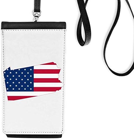 Pennsylvania Amerika Karta Stribe Stripes Flag Telefon novčanik torbica Viseća torbica za mobilne uređaje Crni