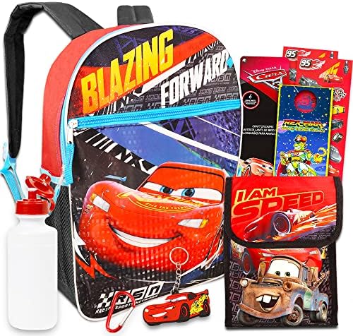 Disney Cars ruksak i kutija za ručak školski Set za dječake i djecu ~ Deluxe 16-inčna Disney Cars Školska