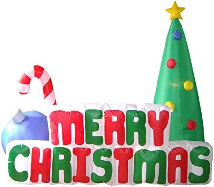 Dva Božić Party Dekoracije Bundle, uključuje 6 stopa visok Božić napuhavanje Sretan Božić drvo sa Candy Cane & ukrasi, i 5.3 stopa visok Santa Claus pogon traktor sa Penguin