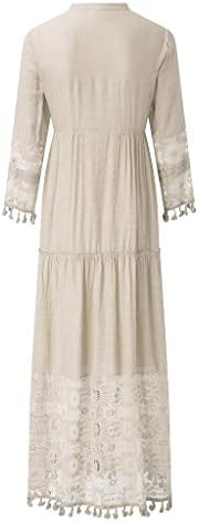 Ženska modna haljina duboka V izrez čipka za čipku Tassel duge haljine casual boemske haljine u boji