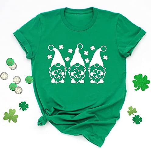 Yubnlvae Saint Patricks dan Tees žensko srce slatka posada vrat labave fit stranka blagoslovena Tshirt