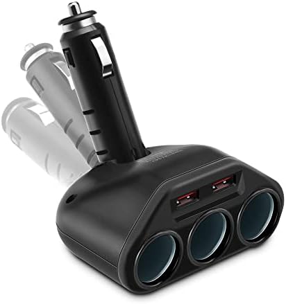 Rocketek 3-utičnica 2-Port USB Adapter za brzo punjenje 3.0 Adapter za razdjelnik punjača za automobile,