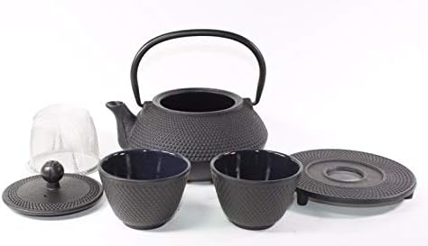 Japanski set gvozdenih lonaca za čaj ~ 2 šolje čaja uključene crne tačke Hobnail ~ rođendanski poklon