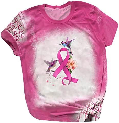2023 Modni kratki rukav pamuk Crewneck grafički grafički rak dojke Top majica za djevojčice Brunch Bluza Ljetni pad dame 0p