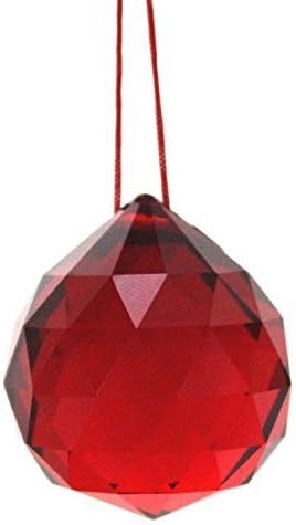 TILMADE Crvena kristalna kugla, okrugli oblik, staklo izrađeno, veličina APROX 4cm i 60g, pakovanje