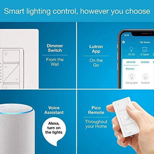 Lutron Caséta Deluxe Smart Dimmer Switch Kit sa Caséta Smart Hub | Radi sa Alexa, Apple Home, Ring, Google