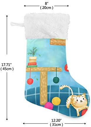 Pimilagu Cat svira sa kose kuglicom Božićne čarape 1 pakovanje 17.7 , viseći čarape za božićnu ukrasu