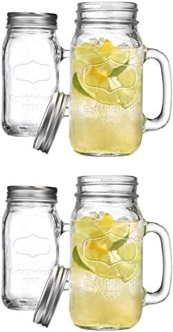 Mason Glass šalice za piće s ručkom & amp; Tin poklopci poklon ideja za kafu, sok, udarac,voda,