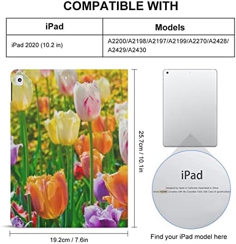 iPad 9. generacijski slučaj, iPad Air futrola za proizvodnju 5th, višebojni tulipani cvijet Print iPad Pro 11 inčni iPad Case 10.2 Slučaj 10.9 Kućište sa držačem olovke i postolje