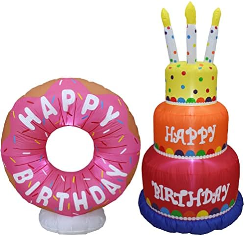 Paket ukrasa za dva rođendana, uključuje 4 stope visoku rođendansku tortu na naduvavanje na naduvavanje