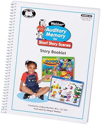 Super duper publikacije | Webber® Auditory memorija za kratke prizore | Ciljana shvaćanja i odgovor na pitanja | Resurs za obrazovanje za decu