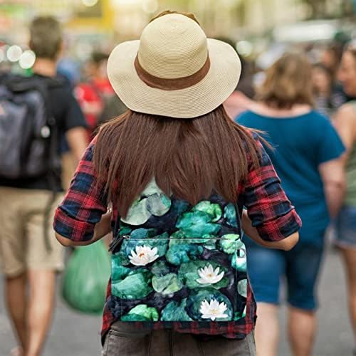 Tbouobt kožna putni ruksak lagani laptop casual ruksak za žene muškarci, vodeni lily ribnjak vintage