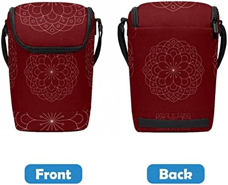 Hohodiy Geometric Floral Red Lunch Bag Zipper Lunch Box For Men Women, Portable Lunch Storage Bags