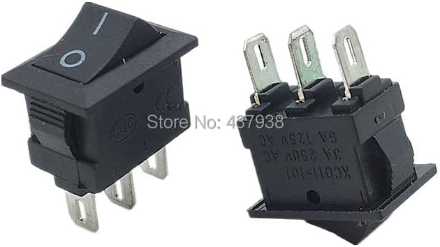 10pcs Gumb Switch 10x15mm SPST 3PINS 2 Položaj 3A 250V KCD11 ON / OFF HOAT Rocker Switch 10mm