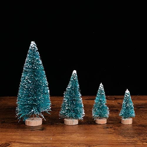 Nuobesty 12pcs Mini borove stabla Artificial SISAL božićna četka za bočice s drvenim bazama DIY zanata Xmas