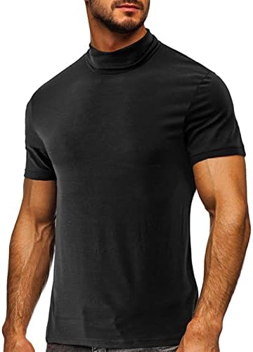 Ležerni muški mock tortleneck kratki rukav pulover Slim Fit Basic T-majice