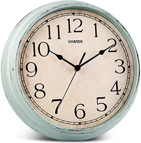 Zidni sat Hylanda, 12-inčni vintage tihi retro zidni satovi bateriju koji se može otkupiti lako čitati