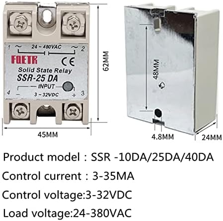 SSR Solid State Relej 10DA 25DA 40DA DC kontrola AC bijela ljuska jednostruka faza bez plastičnog poklopca